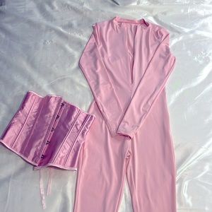 Pink jumpsuit with corset